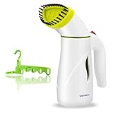Portable Garment Steamer with Foldable Clothes Hanger, Laneco Handheld Fabric Steamers for clothes, Fast Heat-up and No Water Automatically Shuts Off, 110ml Capacity Perfect for Home and Travel