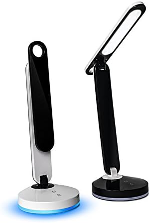 i-CHONY 4W Portable Rechargeable Eye Care LED Desk Lamp Built-in 1800mah Battery,3 Color Temperature,Touch Control,Dimmer,Multicolor Base Lighting-Black Base