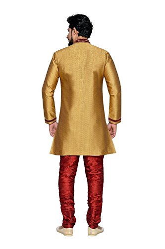 atool golden men's indo-western sherwani nawabi with churidar bottom