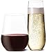 Plastic Wine Glasses and Champagne Flutes - (Set of 20 Each) Stemless Disposable Stemless Wine Cups For Wedding Party Toasting. Unbreakable Tumblers Clear Like Glass To Show Off Fancy Cocktail