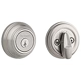 Kwikset 99800-090 980 Single Cylinder Round Traditional Deadbolt Door Lock featuring SmartKey Security in Satin Nickel