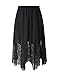 Chicwe Women's Plus Size Long Flare Lace Trimmed Skirt with Elastic Waistband - Casual and Work Skirt Black 1X