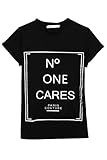 Meaneor Women No One Cares Print Tshirt Tops Cute Basic O neck Casual Tee Blouse