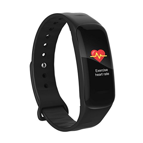 Fitness Tracker Watch,AMA(TM) New Version Waterproof Bluetooth Smart Sports Watch with Heart Rate Blood Oxygen Pressure Sleep Monitor Pedometer Calorie Counter Smart Band with Colorful Screen (Black)