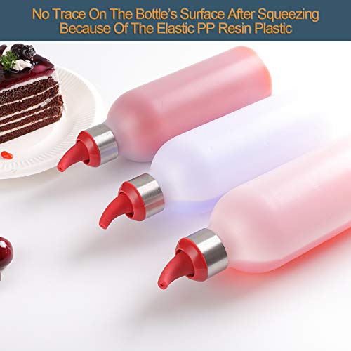SUJUDE Plastic Squeeze Bottles for Sauces with Lids, Kitchen Squeeze Bottle for BBQ Sauce, Condiments, Salad Dressings and Ketchup, No BPA, FDA Approved, 16 Ouce Pack of 3