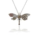 Joji Boutique Steampunk Collection: Mix-tone Dragonfly Pendant Necklace, Silver, One size