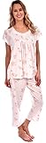Patricia Women's Pleated Knit Top and Capri 2 Piece Pajama Set