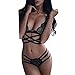 haoricu Lingerie Set, 2017 Women Solid Lingerie Corset Lace Push up Vest Top Bra+Pants Set Underwear Suit (S, Black)