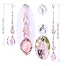 Chandelier Crystal Ornaments Drop Prisms Pendants Crystal Beads Garland Strands Suncatcher for Home, Office, Christmas/Wedding Decoration - 4Pcs (Candy Pink)