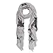 Unique Sharks Animal Print Frayed End Scarf Wrap, Grey