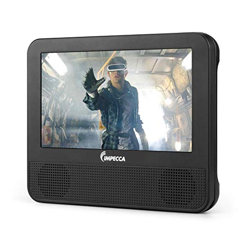 IMPECCA DVD Player, Portable Dual Screen DVD 7" Player for Car Headrest or Home with USB, SD Card Reader, Rechargeable Battery, Memory Function, Two Screens Play One Movie