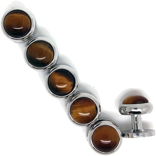 Tigers Eye Tuxedo Studs Set with Pouch