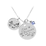 VWH Unicorn Necklace Pendant Charms Chain for Females' Gifts She Believed She Could So She Did Unicorn Necklace