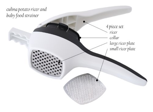 Culina Premium Potato Ricer and Baby Food Strainer, BPA-Free 2 Stainless Steel Blades - Thumbnail 3