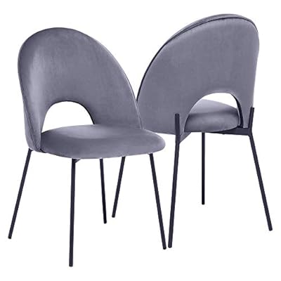 Buy Ergoreal Velvet Dining Chairs Set Of 2 Mid Century Modern Accent Side Chairs Retro Velvet Upholstered Dining Chair Grey Online In Indonesia B093gndl7w