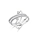 Bella Lotus 2 Rows CZ Paved 18k White Gold Plated Cocktail X Cross Ring, Size 9