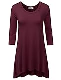 Doublju Loose Fit 3/4 Sleeve Oversized Flare Tunic Top For Women With Plus Size (Made In USA)