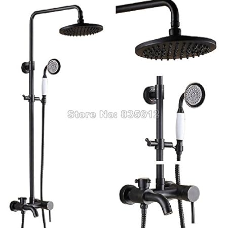 Black Oil Rubbed Antique Brass Rain Shower Faucet Set Bathroom
