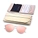 JIM HALO Rimless Polarized Sunglasses for Women Men Round One Piece Mirror Lens (Transparent Frame/Polarized Mirror Pink Lens)