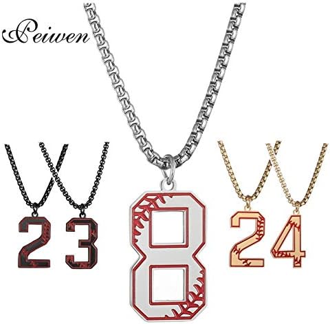 Stainless Steel 0-9 Number Baseball Pendant Necklace Charm Chain Choker for Men Basketball 