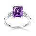 BONLAVIE Women's 5.25Ct 8X10mm Created Purple Amethyst 925 Sterling Silver Promise Engagement Wedding Ring