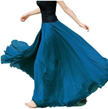 New Maxi Long Bohemian Restore Women's Shinning Chiffon Long Skirt (blue)