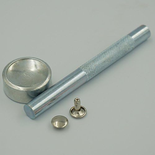 Bluemoona - 100 Sets Double Round Cap 8mm 3/8" Rivet Stud Leather with Tool (Nickle)