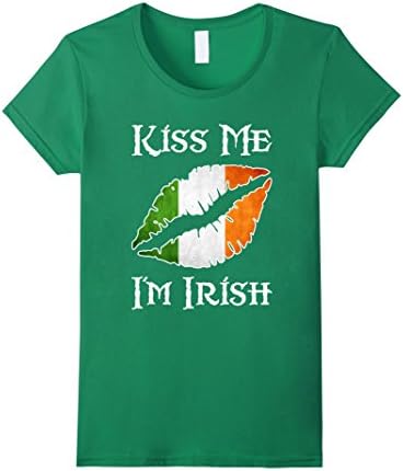 Women's Kiss Me I'm Irish Shirt Large Kelly Green