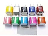 [10-Pack] SUNYEE 10 Color 2-Tone USB AC Home Wall Travel Charger Adapter for iP