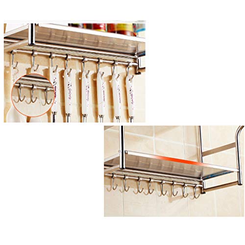 Microwave Kitchen Rack 304 Stainless Steel Oven Bowl Wall Hanging Multi-Function Household Storage MUMUJIN (Size : 53cm)