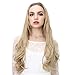 SARLA Clip in U Part Hair Extensions Synthetic Long Wavy Curly Thick Full Head Hairpiece for Women Off Black 24 Inch
