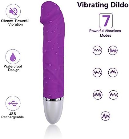 GGLYY Realistic Pê.Nís Shape Safe V-Î-Brâtor 7.9 inch Waterproof Beginner Realistic 7 Frequency Swing UBS Charging Design(Purple)