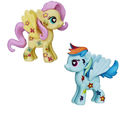 Secret for Longevity 2-Pack Little Pony Horse Blue Rainbow Dash Yellow Fluttershy Figures Pop Starter Kit Play Set Toy