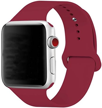 Band for Apple Watch 42mm, Guangzhi New Design (Metal Tuck Clasp Ouside/Correct Wearing Way in 4th Image) Soft Silicone Sport Strap Band for iWatch Series 1 / 2 / 3, Sport, Edition,42mm,Rose Red