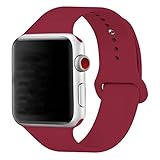 Band for Apple Watch 38mm, Guangzhi New Design (Metal Tuck Clasp Ouside/Correct Wearing Way in 4th Image) Soft Silicone Sport Strap Band for iWatch Series 1 / 2 / 3, Sport, Edition,38mm,Rose Red