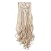 Benehair Clip in Hair Extensions 8PCS 24inch Long Wavy Synthetic Hairpieces Ombre Two Tones Highlighted Sandy Blonde & Bleach Blonde Hair Extensions Double Weft Hairpieces for Women