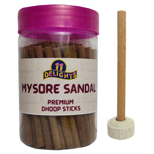 11Delights Mysore Sandal(Chandan) Dhoop Sticks (3inch,110Grams). Incense Sticks | No Bamboo | No Charcoal | Agarbatti | Dhoop Batti | Pooja Dhoop Sticks | Aromatherapy | Meditation | 11 Delights