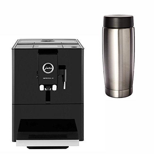 Jura A9 Automatic Coffee Machine, Black with Jura 65381 Stainless-Steel 20-Ounce Milk Container with Lid