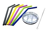 DeLa'Casa Spill-Proof BPA-Free 30-Ounce Tumbler Replacement Lid and 6 Reusable Silicone Drinking Straw with Cleaning Brush