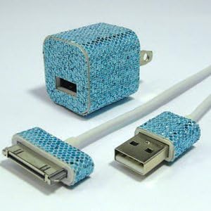 Phunkee Tree iPhone 5 Charger Turquoise Blue Glitter