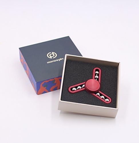 Monospin Hand Spinner Fidget Toy, Finger Spinner, Aluminium Alloy High Speed Up to 2 Mins Spins, EDC ADHD Focus Tri-spinner to Relieves Anxiety and Boredom (Red)