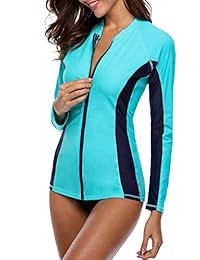 ATTRACO - Bañador para mujer con cremallera delantera y protección solar UPF 50 +