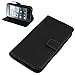 kwmobile Case Compatible with Huawei Ascend Y300 - Wallet Case PU Leather Phone Cover with Card Holder Slots - Black