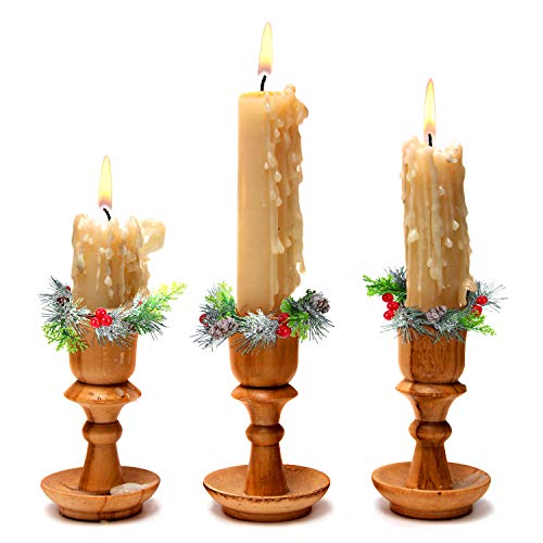 6 Pieces Christmas Candle Ring Artificial Berry Candle Rings with Pine Cones Small Wreaths for Home, Wedding, Living… - Image 6