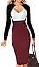 LunaJany Women's Chic V Neck Color Block Wear to Work Midi Dress, White and Red L