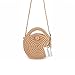 Zongsi Mini Handmade Round Straw Beach Bag Shoulder bag for women (Khaki)