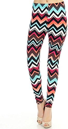 Elegant4U Junior's Printed Soft Pastel Chevron Pattern Leggings