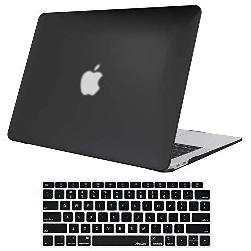 New MacBook Air 13 Inch Case A1932 2018 Release, Skyera Laptop Case Smooth Matte Frosted Hard Shell Cover for Apple MacBook Air 13 Inch with Retina Display fits Touch ID with Keyboard Cover (Black)