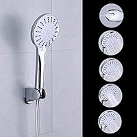 SEVGTY Handheld Shower 5-Modes Hand Held Shower Head with Stainless Steel Hose,Washer, Adjustable Showerarm Mount and Installation Guide, Chrome