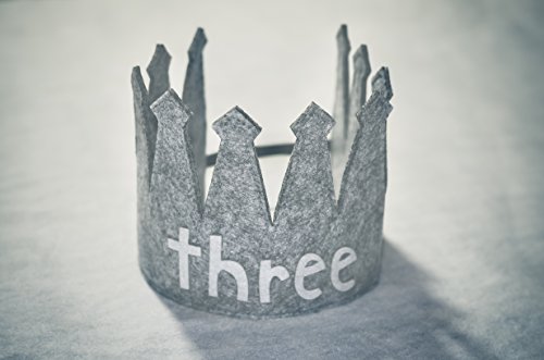 Toddler Third "three" Crown Birthday Gray White Party I am 3 B-Day Hat Girl Boy